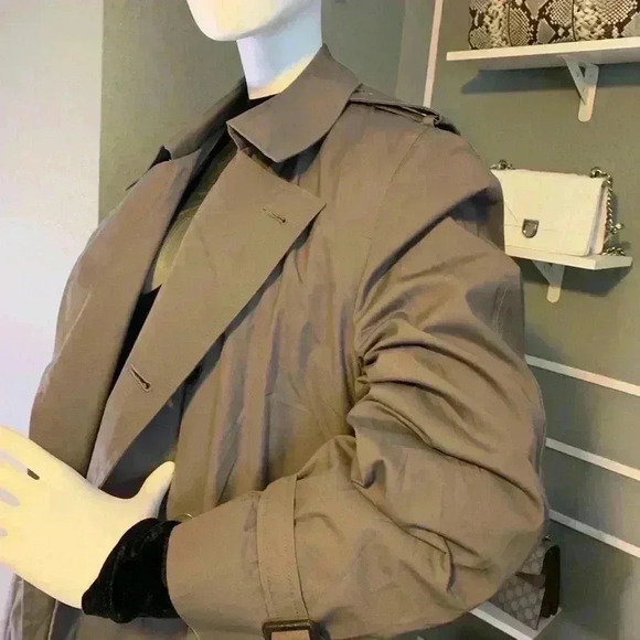 Botany 500 Vintage Trench Coat Men 38 Zip Out Lining Leather Hardware - Picture 6 of 16